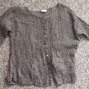 JJill Texture Linen Brown Small/ Medium Shirt